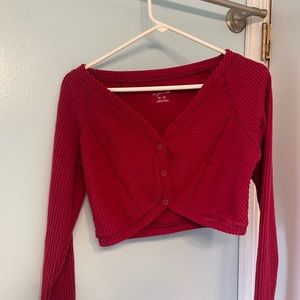 Urban Outfitters Berry Red Cardigan Crop Top Medium
